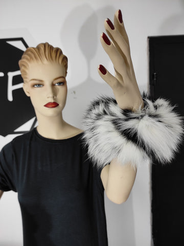 Black White Fox Fur Cuffs